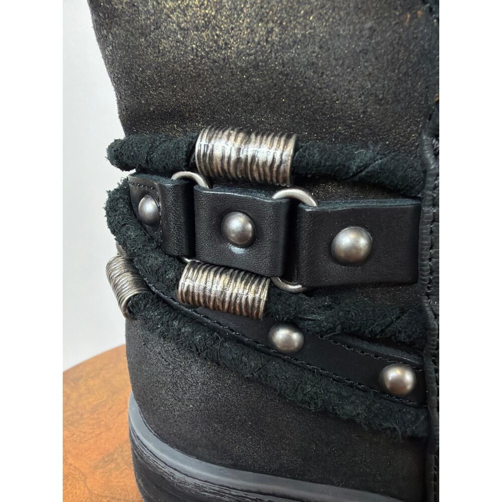 NWT OTBT Black Beaded Wrapped Leather Zip Boots Size 10 - Picture 4 of 8